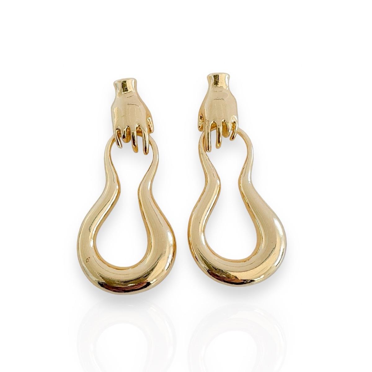 Gold hand Hold Earrings