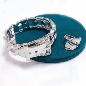 Silver Strap Bangle and  Ring