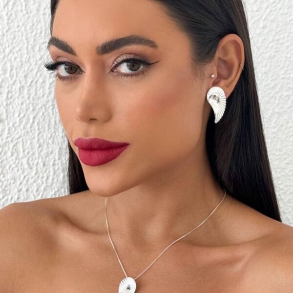 Silver Earrings & Necklace set - Image 2