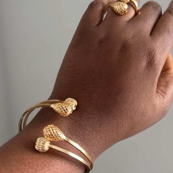 Twisted Ball Bangle and Ring Set - Image 2