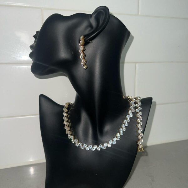 3 pieces Gold Cubic Zirconia Set
