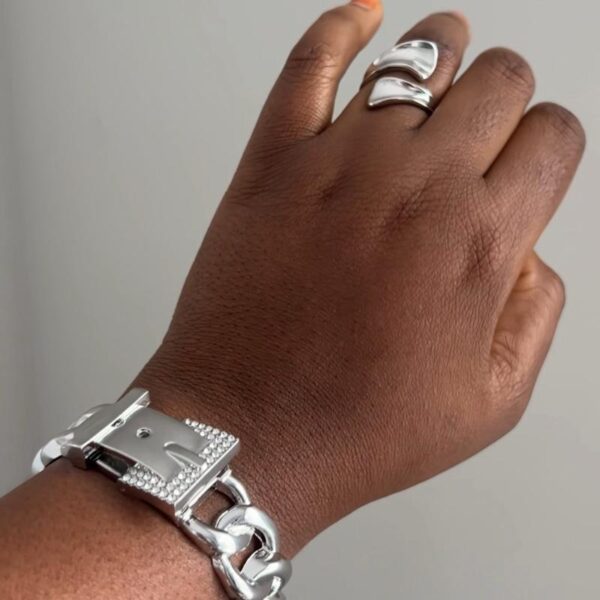 Silver Strap Bangle and  Ring - Image 2