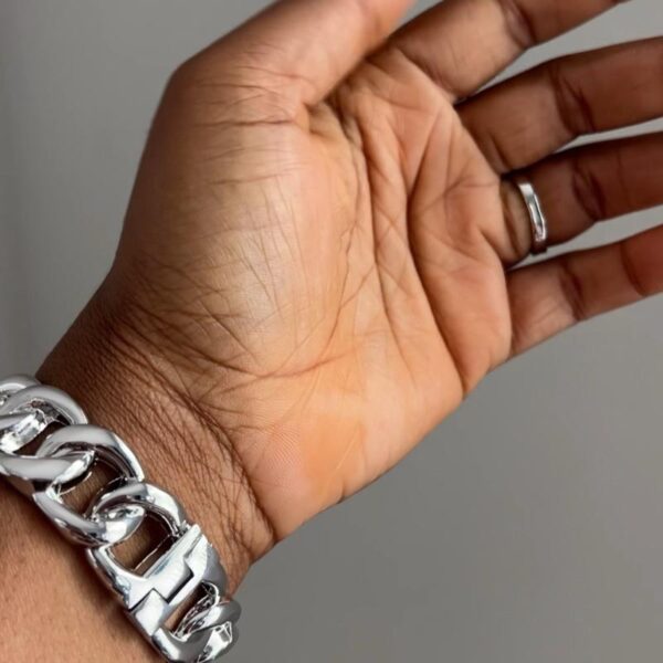 Silver Strap Bangle and  Ring - Image 4