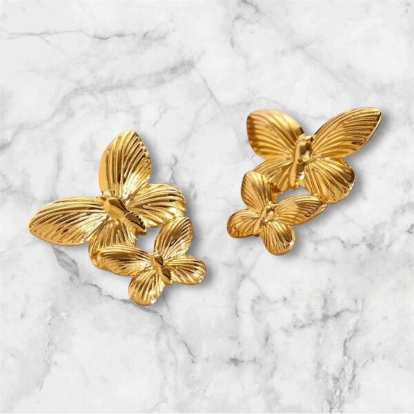 Sara Butterfly Earrings - Water Resistant, Tarnish Free, Hypoallergenic Design - Image 2